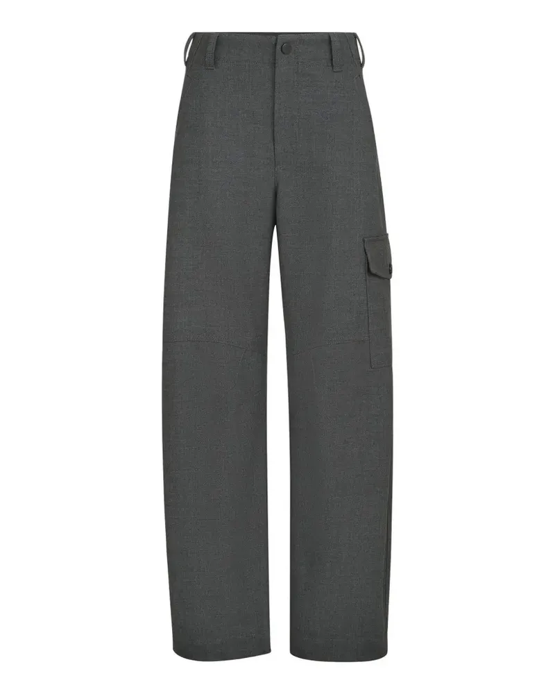 Brunello Cucinelli Cargo-Barrel-Hose aus Schurwolltwill mit Monili-Verzierung - Grau Grau