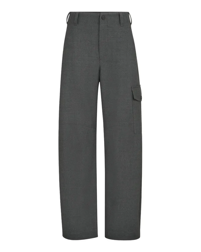 Brunello Cucinelli Cargo-Barrel-Hose aus Schurwolltwill mit Monili-Verzierung - Grau Grau