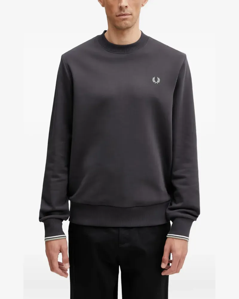 Fred Perry logo-embroidered tipped-cuff sweater - Grau Grau