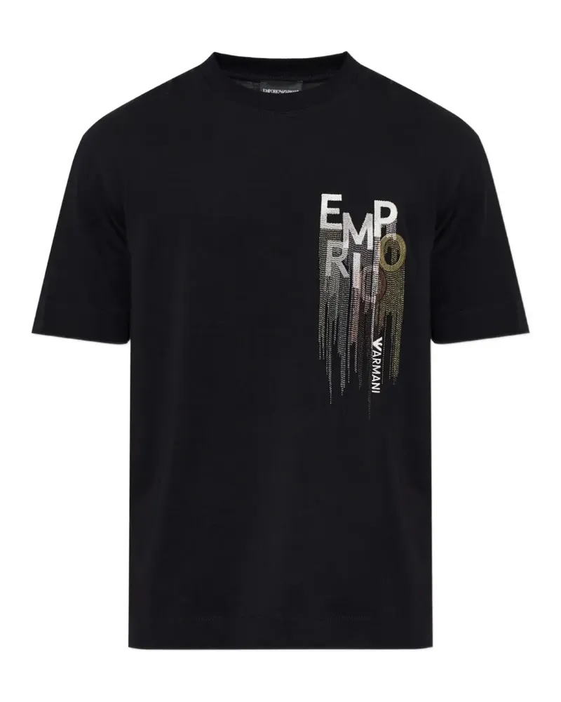 Emporio Armani T-Shirt mit Logo-Stickerei - Schwarz Schwarz