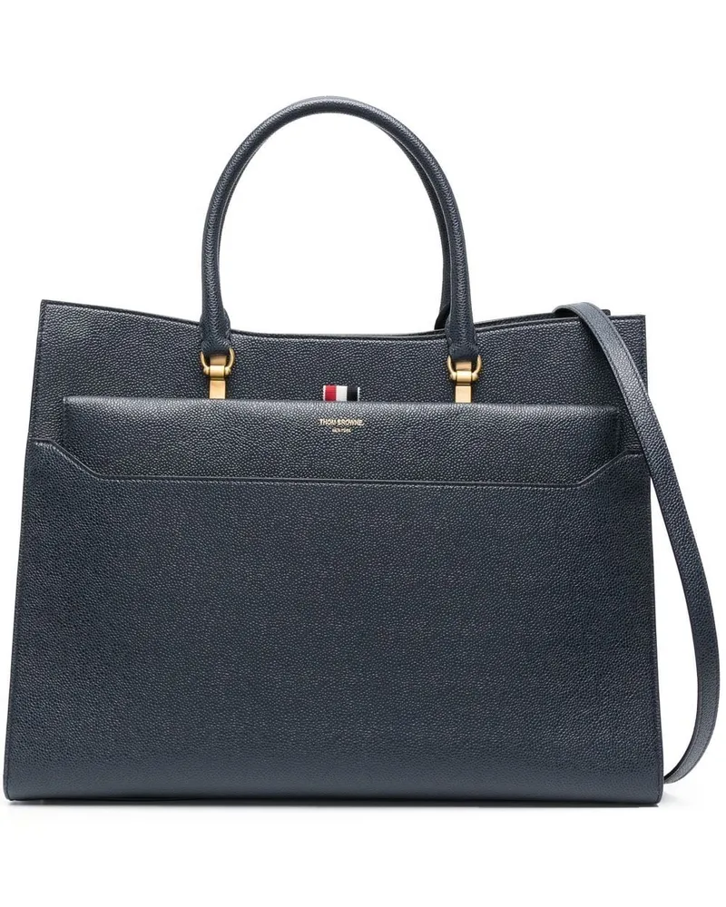 Thom Browne Duet Shopper aus strukturiertem Leder Blau