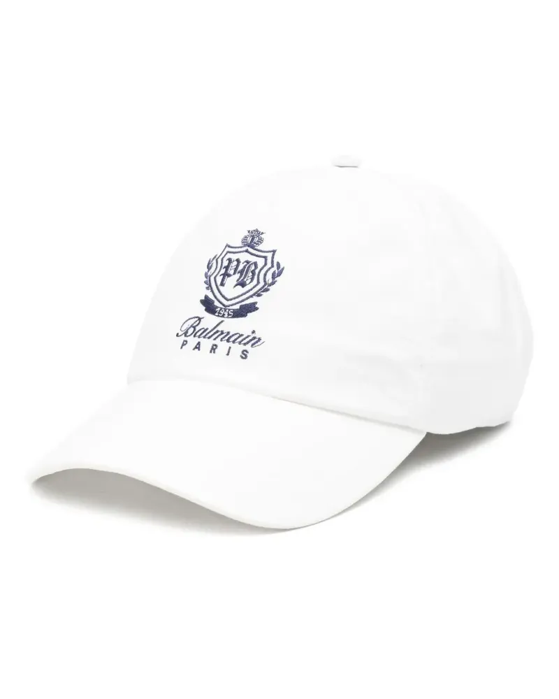 Balmain Baseballkappe mit Logo-Stickerei - Weiß Weiß