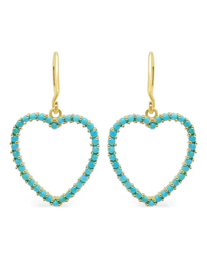 Jennifer Meyer 18kt Open Heart Gelbgoldohrringe mit Türkis Gold