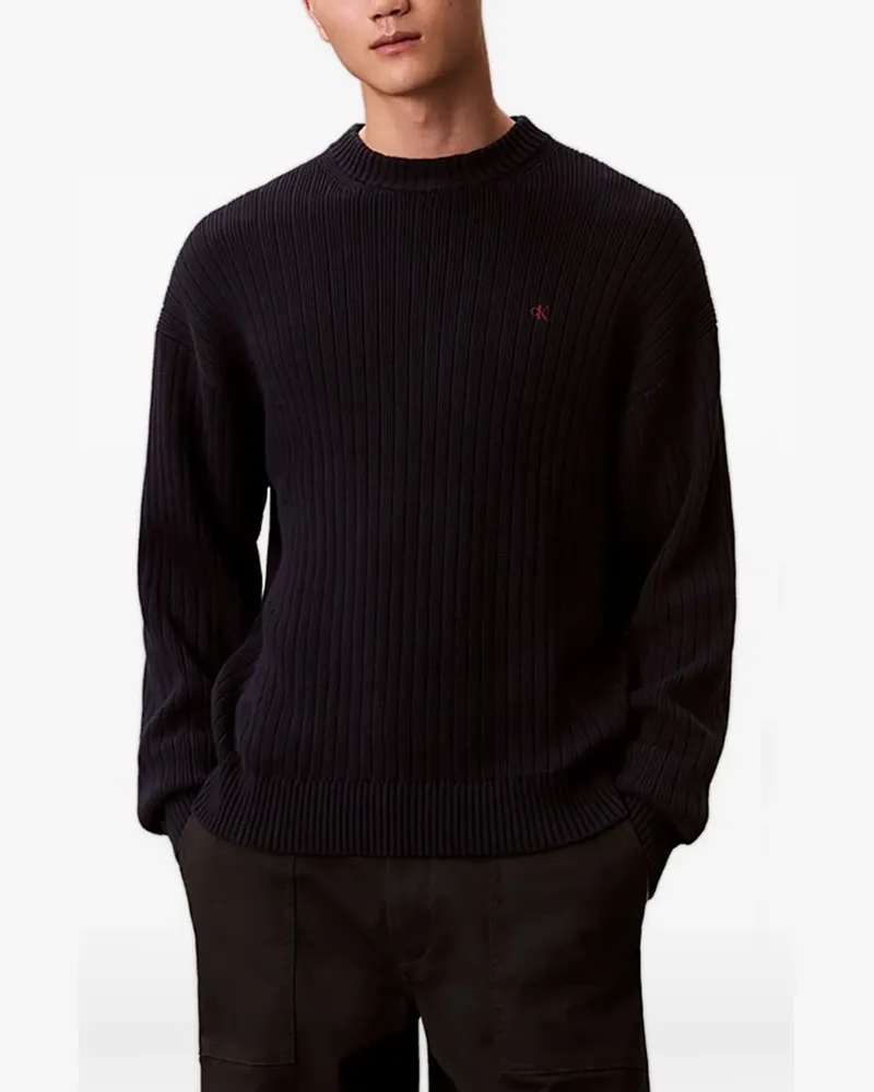 Calvin Klein Gerippter Pullover - Blau Blau