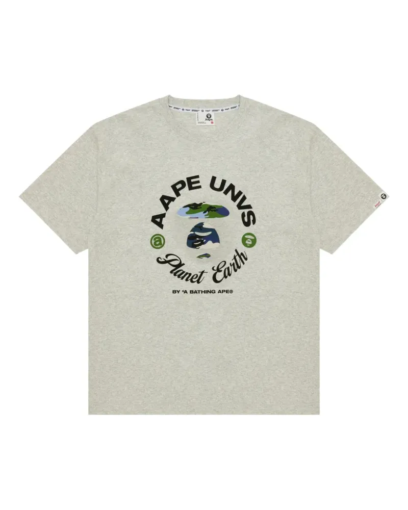 BAPE T-Shirt mit Erde-Logo - Grau Grau