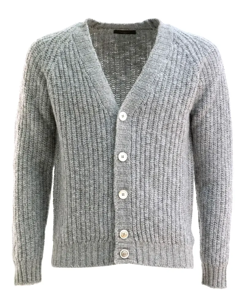 Zanone Gerippter Cardigan mit V-Ausschnitt - Grau Grau