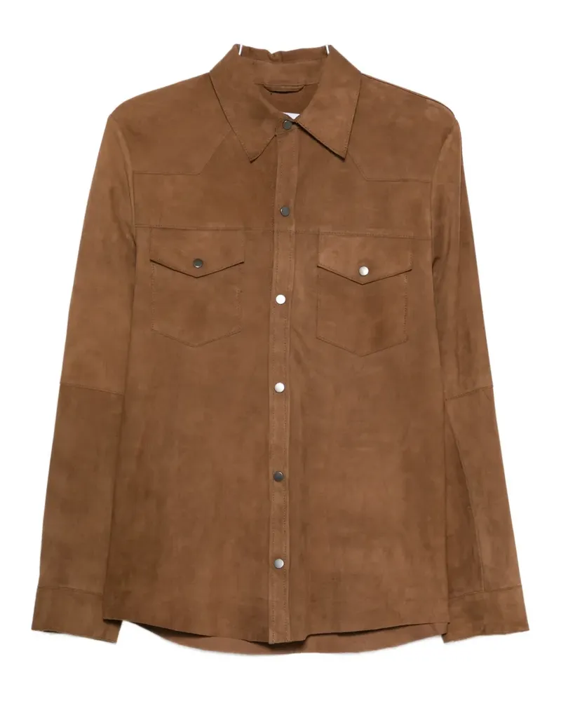 ERALDO flap-pocket suede shirt - Braun Braun