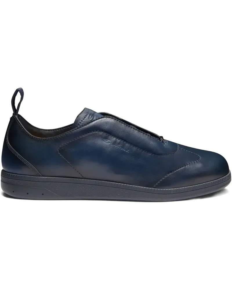 Santoni leather slip-on sneakers - Blau Blau