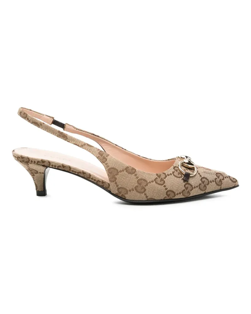Gucci Horsebit Slingback-Pumps mit Monogramm - Nude Nude