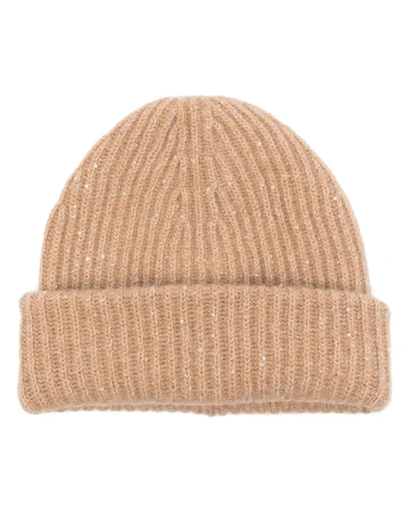 Fabiana Filippi Beanie mit Pailletten - Braun Braun