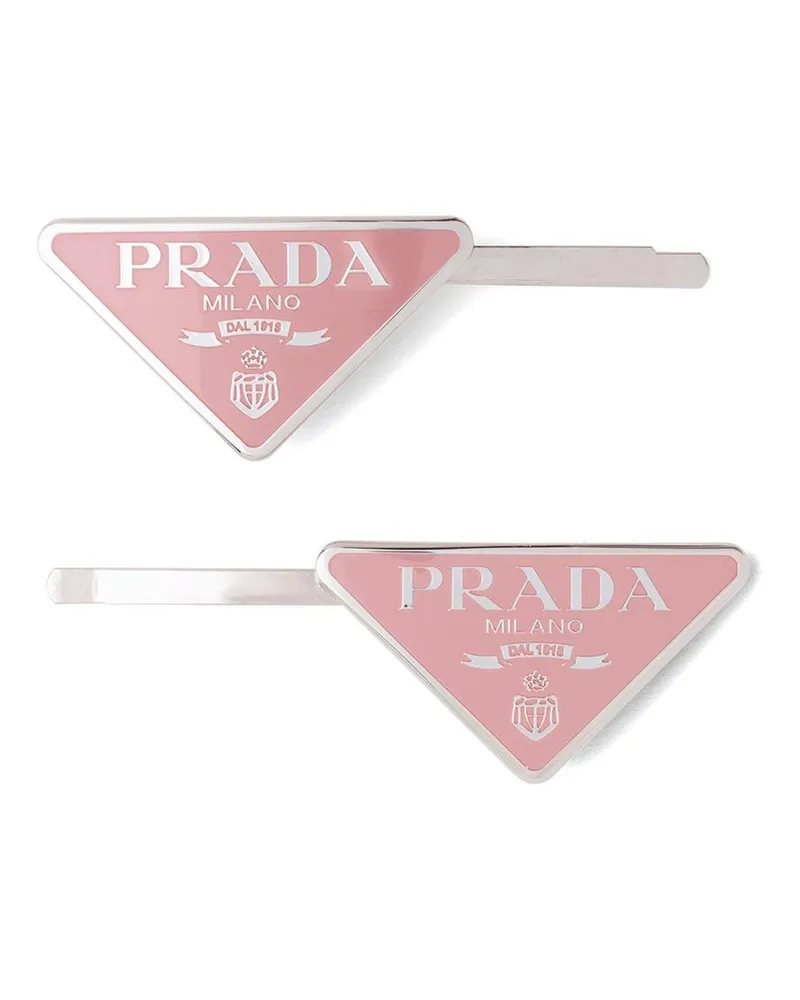 Prada 2er-Set Haarspangen mit Triangel-Logo - Rosa Rosa