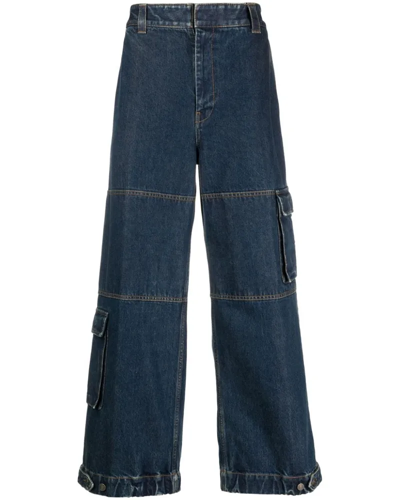 Gucci Wide-Leg-Jeans mit Logo-Patch Blau