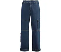 Wide-Leg-Jeans mit Logo-Patch - Blau