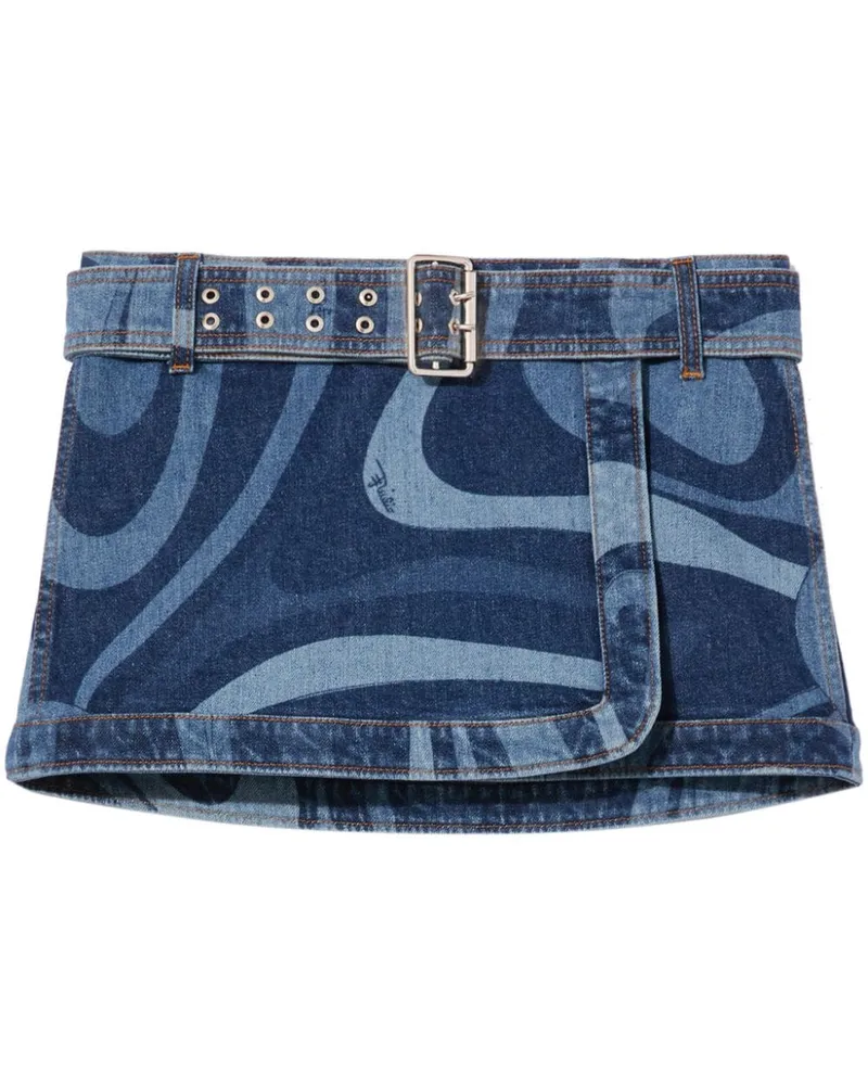 Emilio Pucci Jeansrock mit Marmo-Print - Blau Blau