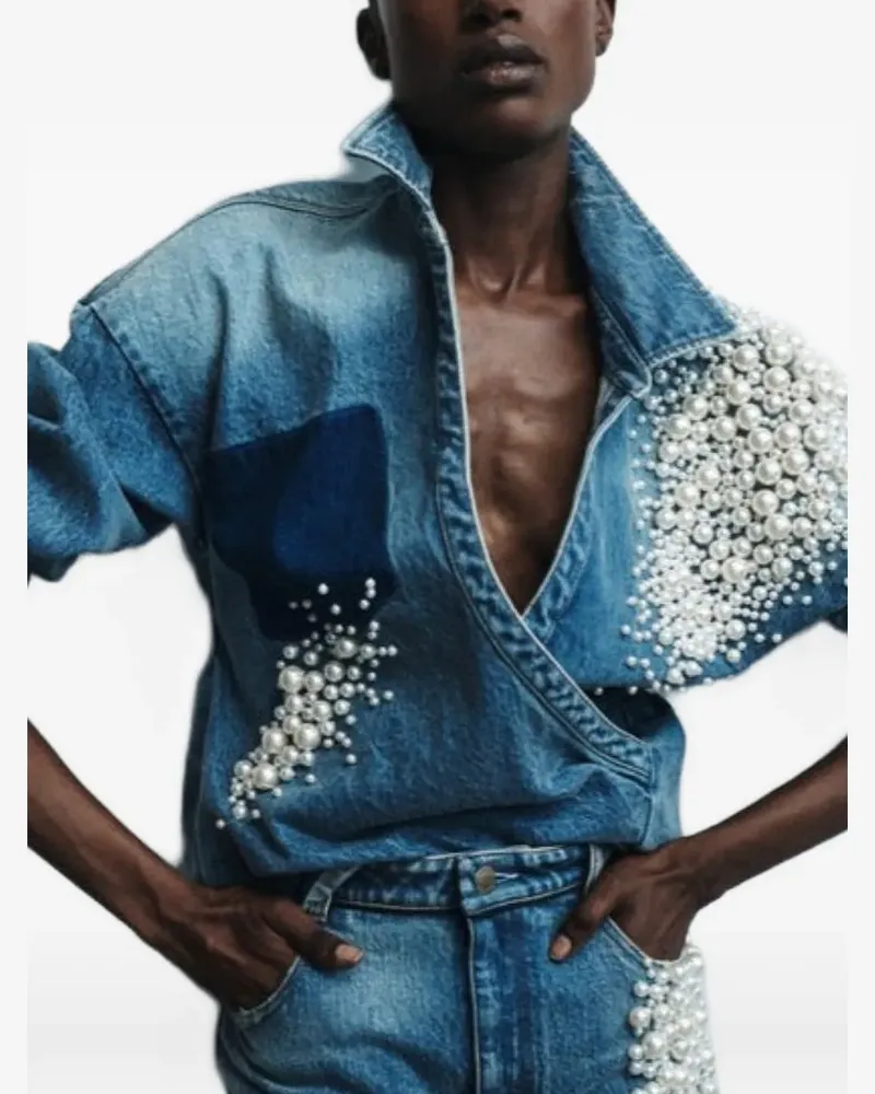 Hellessy Astro faux-pearl wrap-style top - Blau Blau