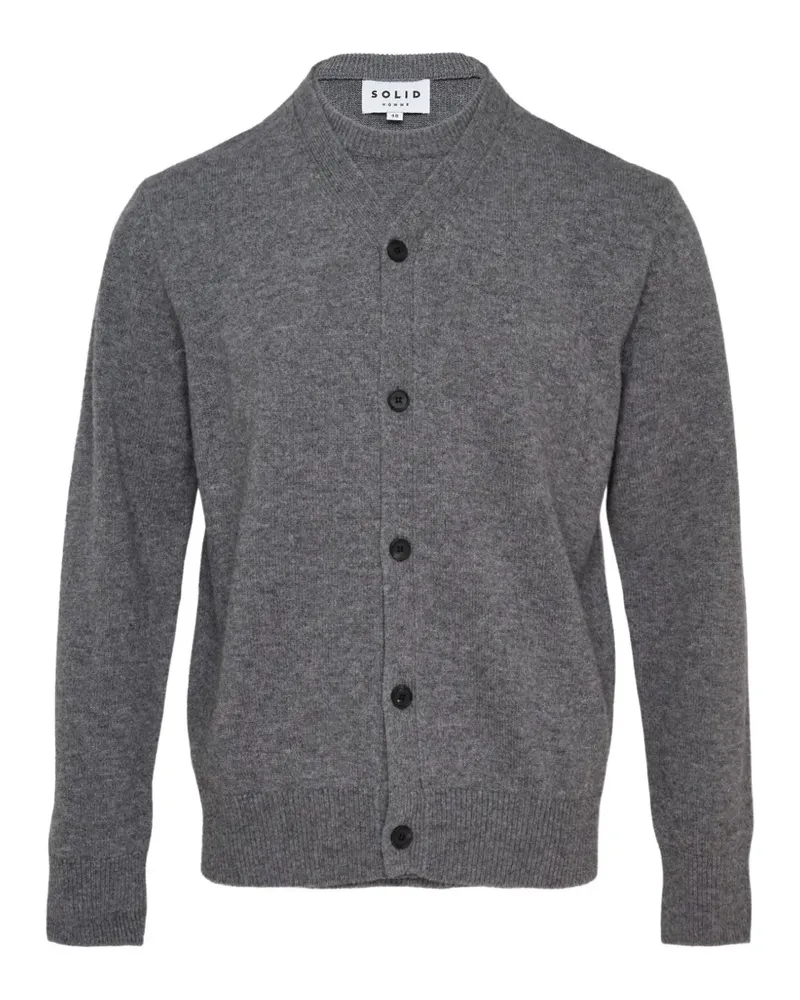 SOLID HOMME V-neck knitted cardigan - Grau Grau