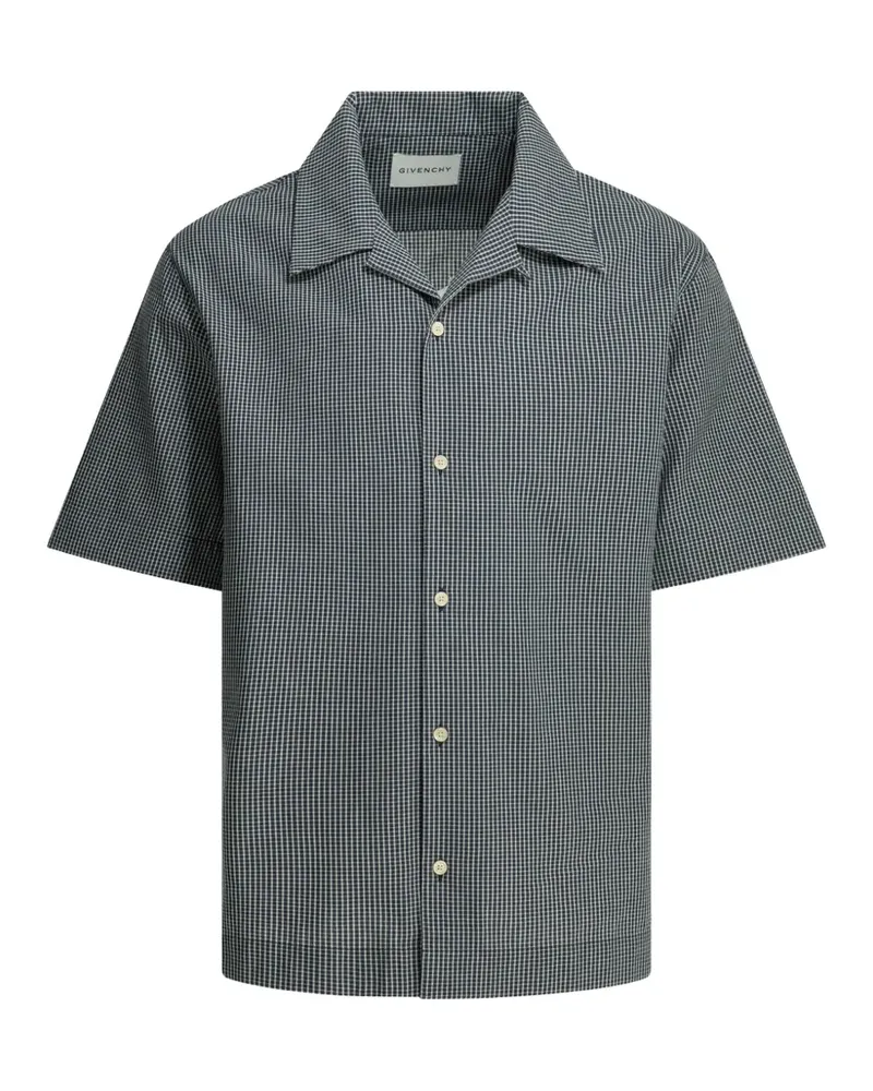 Givenchy logo-appliqué gingham shirt - Blau Blau