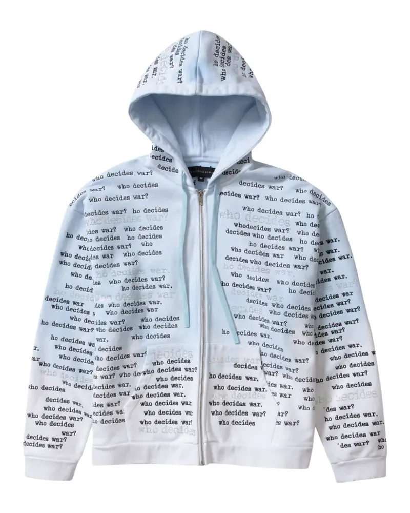WHO DECIDES WAR zip scripture hoodie - Blau Blau