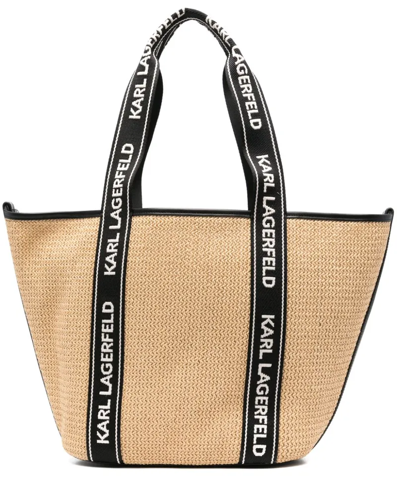 Karl Lagerfeld Strandtasche mit Logo-Patch - Nude Nude