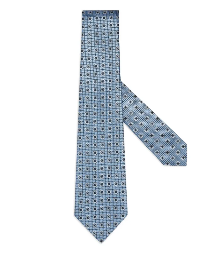 Ermenegildo Zegna Geometrisch gemusterte Seidenkrawatte - Blau Blau