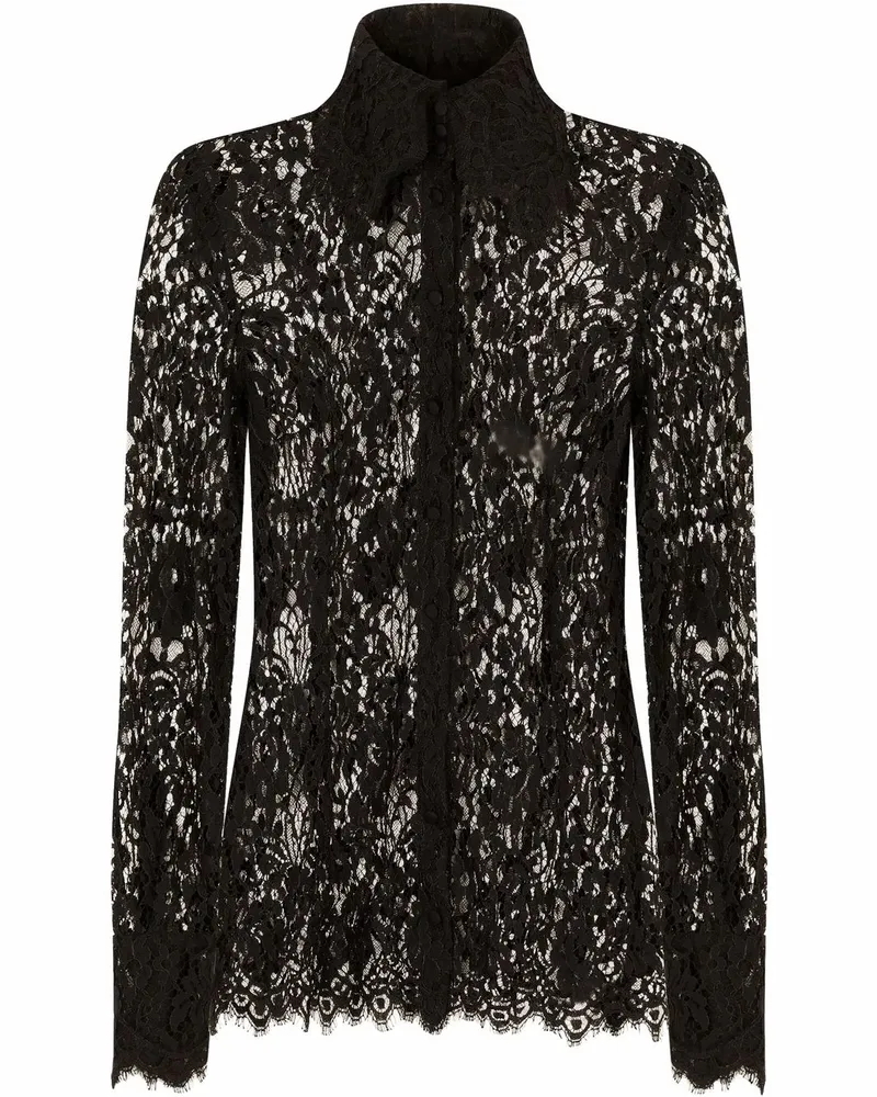 Dolce & Gabbana Semi-transparentes Spitzenhemd - Schwarz Schwarz