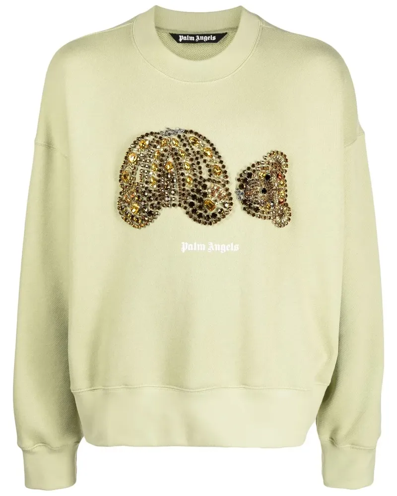 Palm Angels Sweatshirt mit strassverziertem Teddy - Grün Grün
