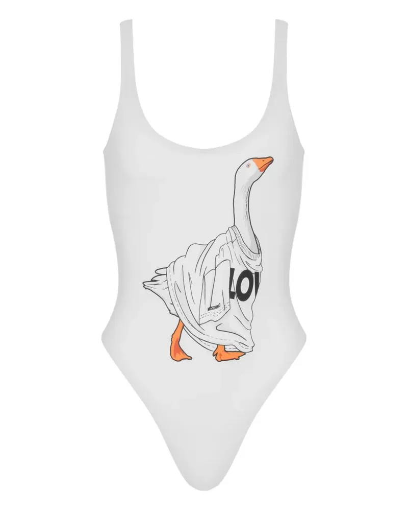 Moschino Goose Badeanzug mit grafischem Print - Weiß Weiß