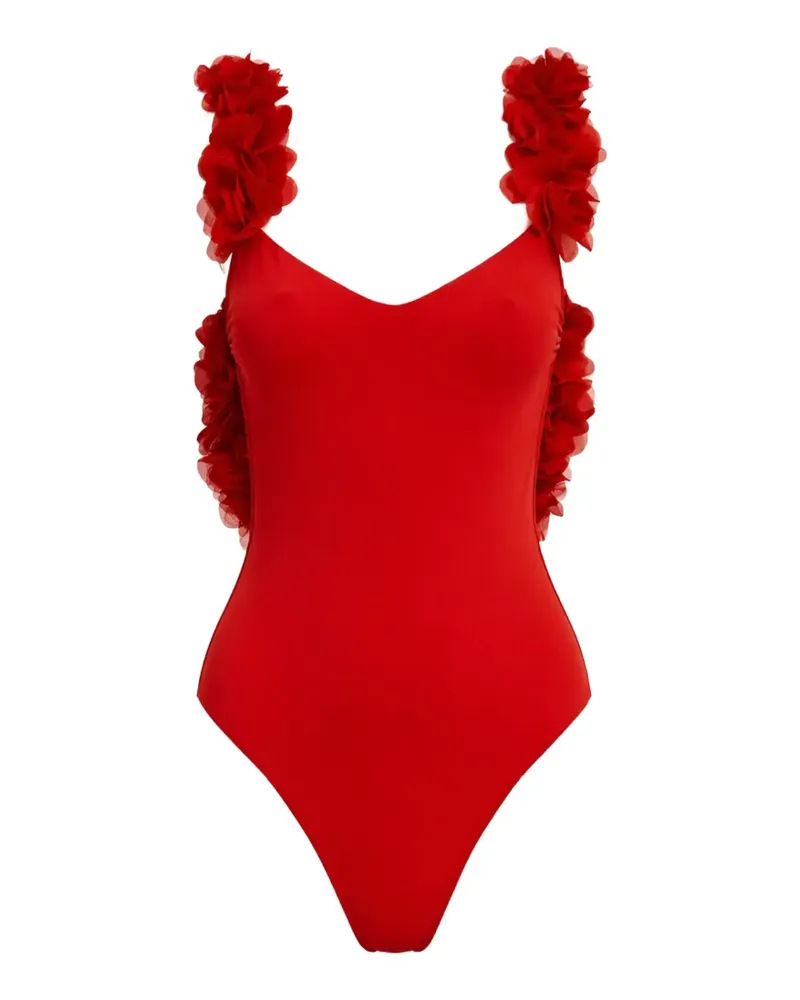 La Reveche ruffled backless swimsuit - Rot Rot