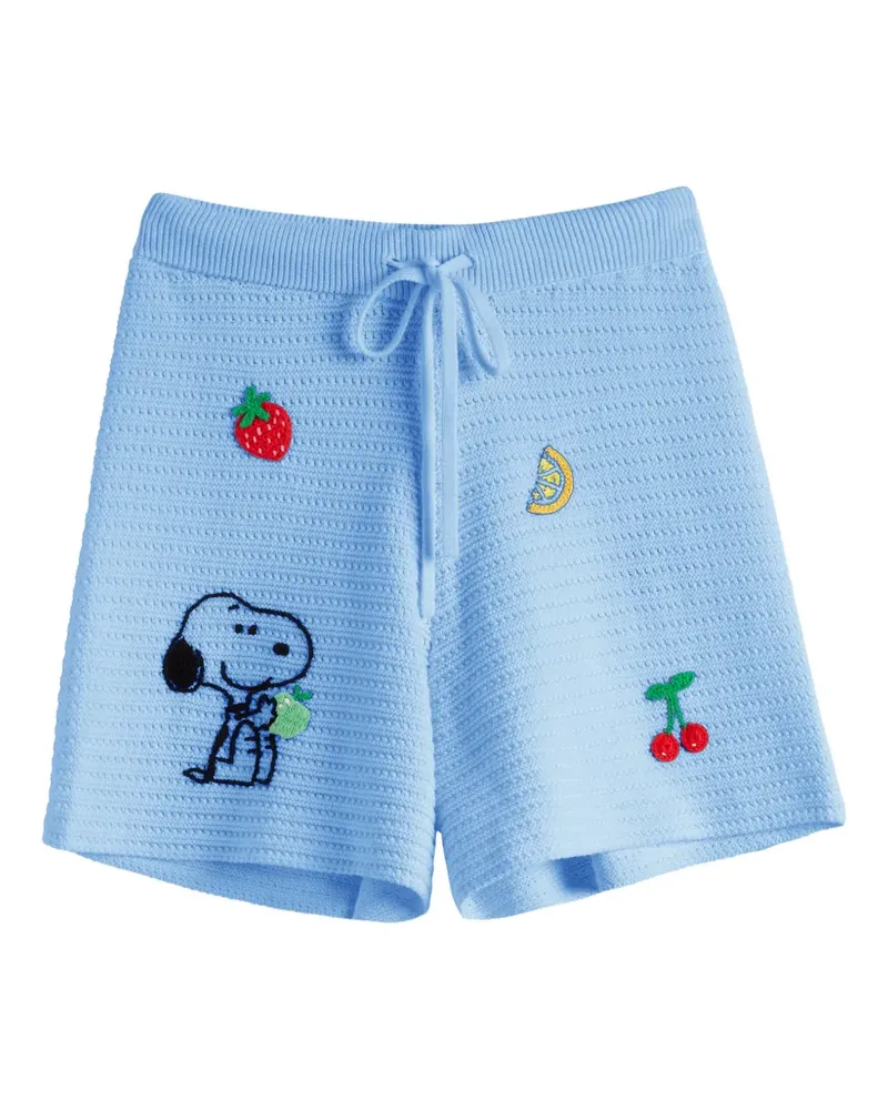 Chinti & Parker Gehäkelte Snoopy Shorts mit Stickerei - Blau Blau