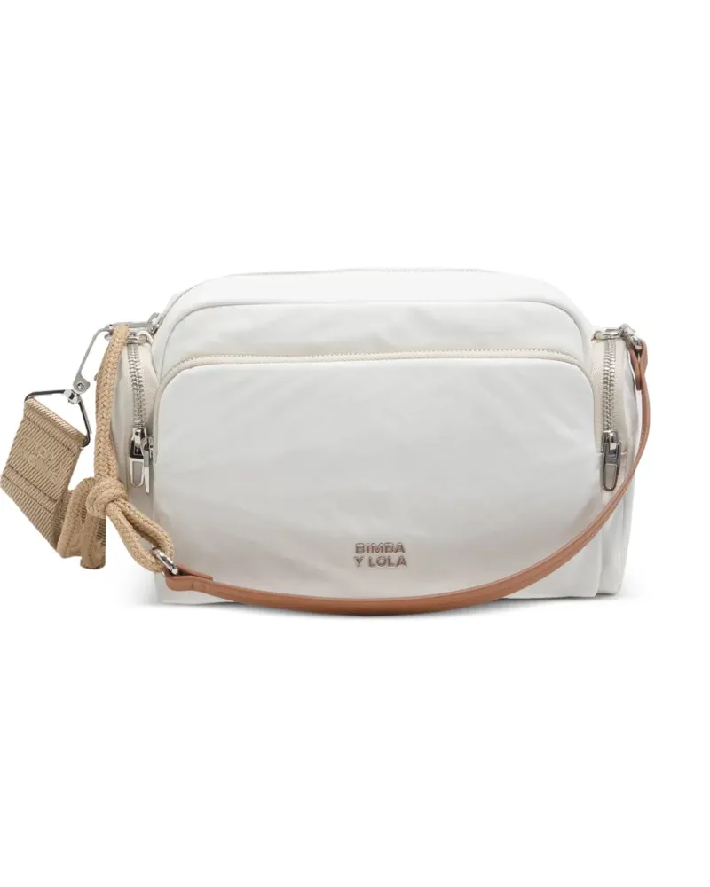 BIMBA Y LOLA Mittelgroße Schultertasche mit Logo-Schild - Weiß Weiß