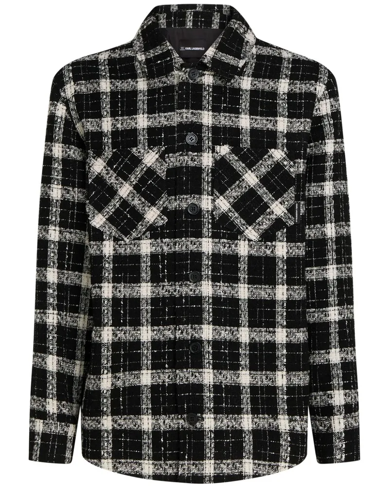 Karl Lagerfeld Karierte Hemdjacke aus Bouclé - Schwarz Schwarz