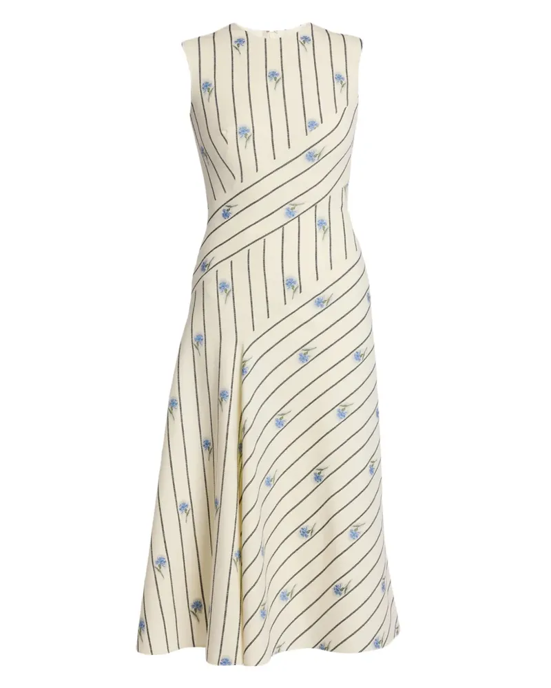 Erdem Asymmetrisches Kleid mit Blumen-Print - Weiß Weiß