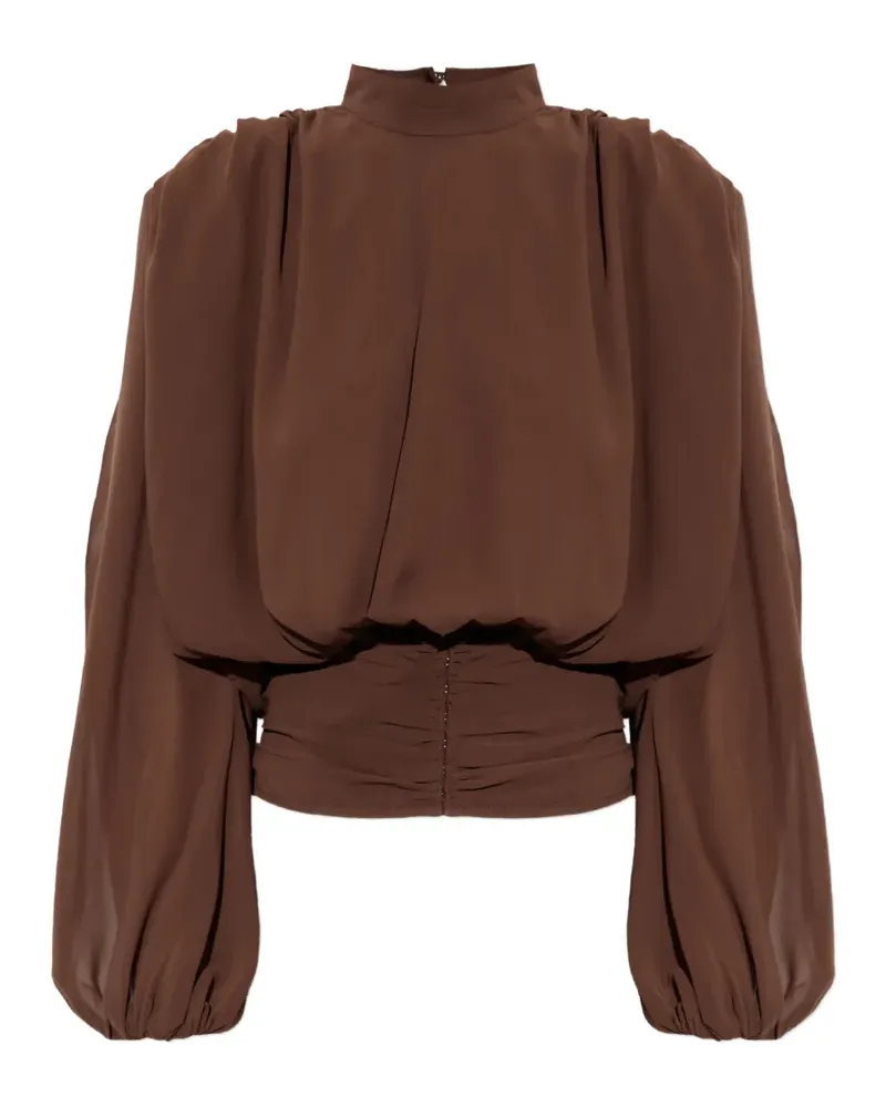 ROTATE Birger Christensen LS Bluse mit Falten - Braun Braun