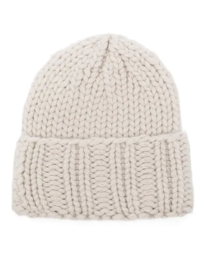 Liska Beanie mit Zopfmuster - Nude Nude
