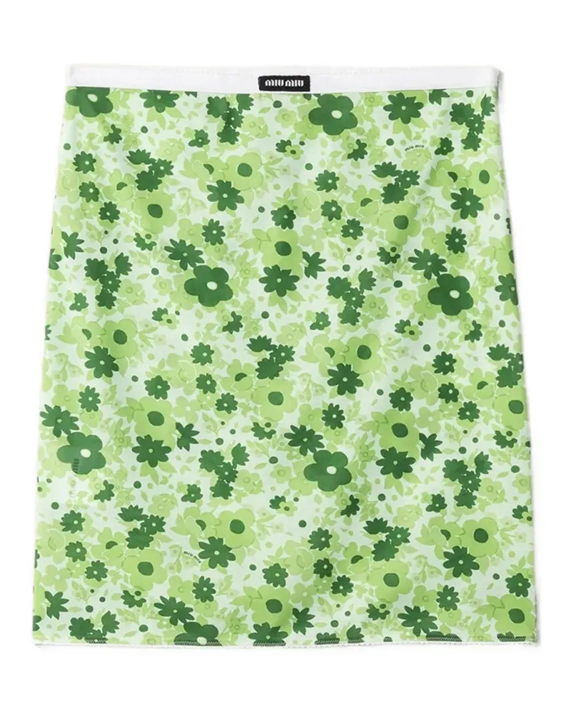 Miu Miu Rock mit Blumen-Print - Grün Grün