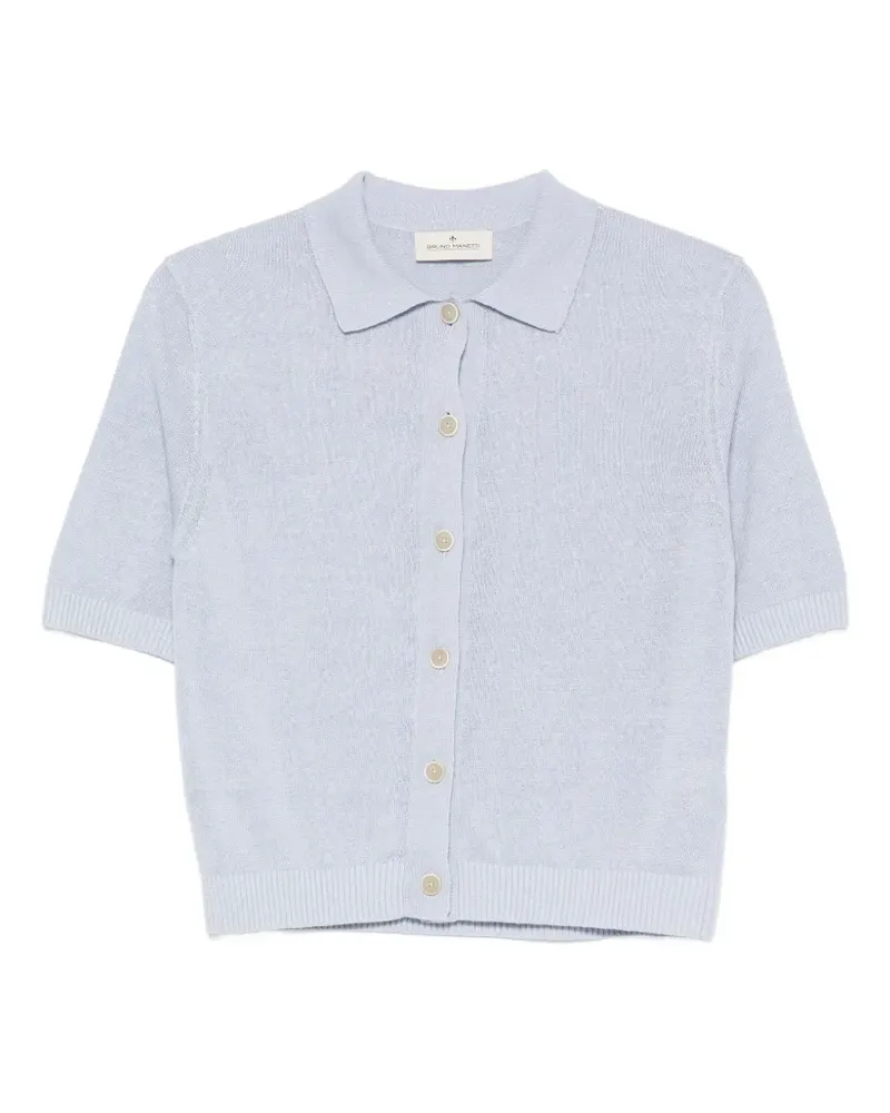 Bruno Manetti short-sleeve polo-collar cardigan - Blau Blau