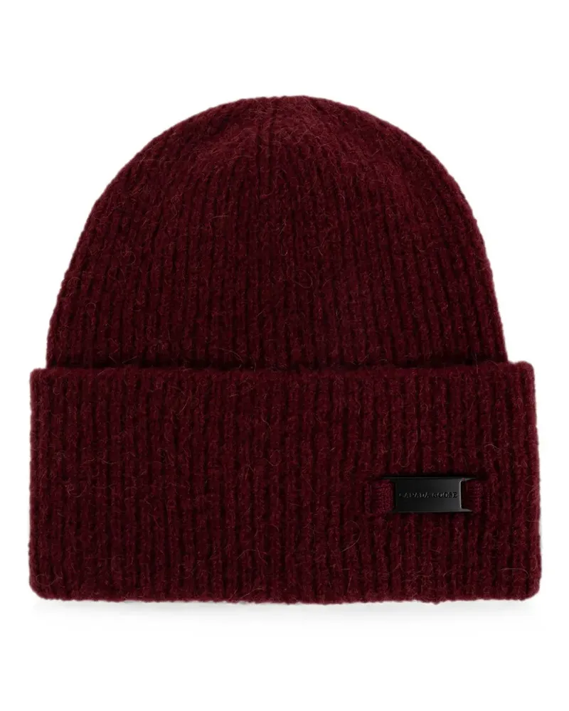 Canada Goose ribbed-knit logo-plaque beanie hat - Rot Rot