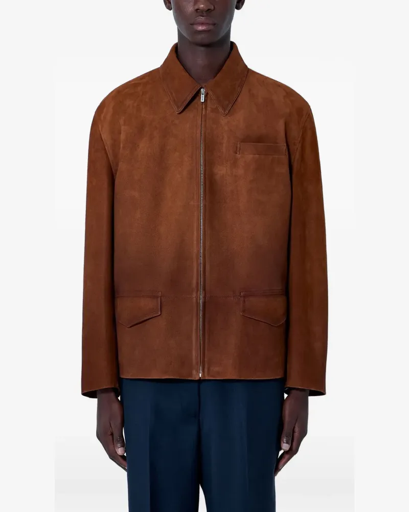 Miu Miu suede zip-fastening jacket - Braun Braun