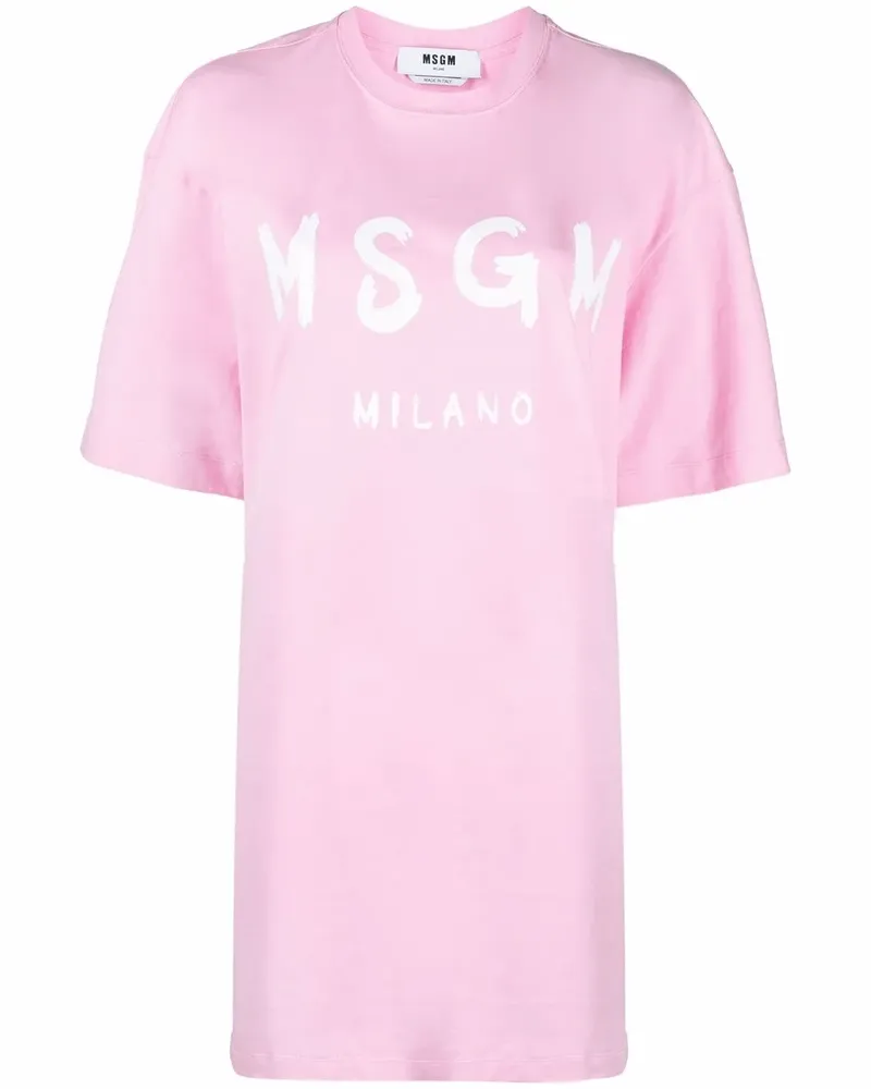 MSGM T-Shirtkleid mit Logo-Print - Rosa Rosa