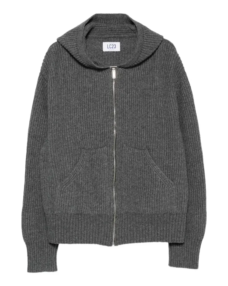 LC23 ribbed-knit zip-up cardigan - Grau Grau