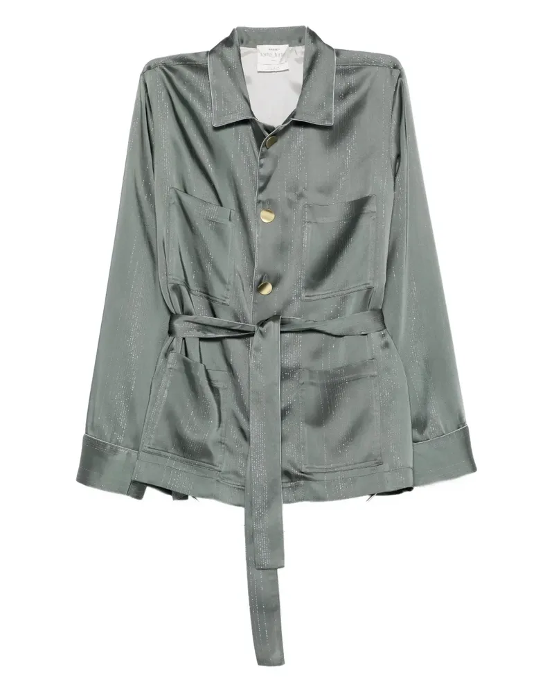 forte_forte Jacke im Metallic-Look mit Gürtel - Grün Grün