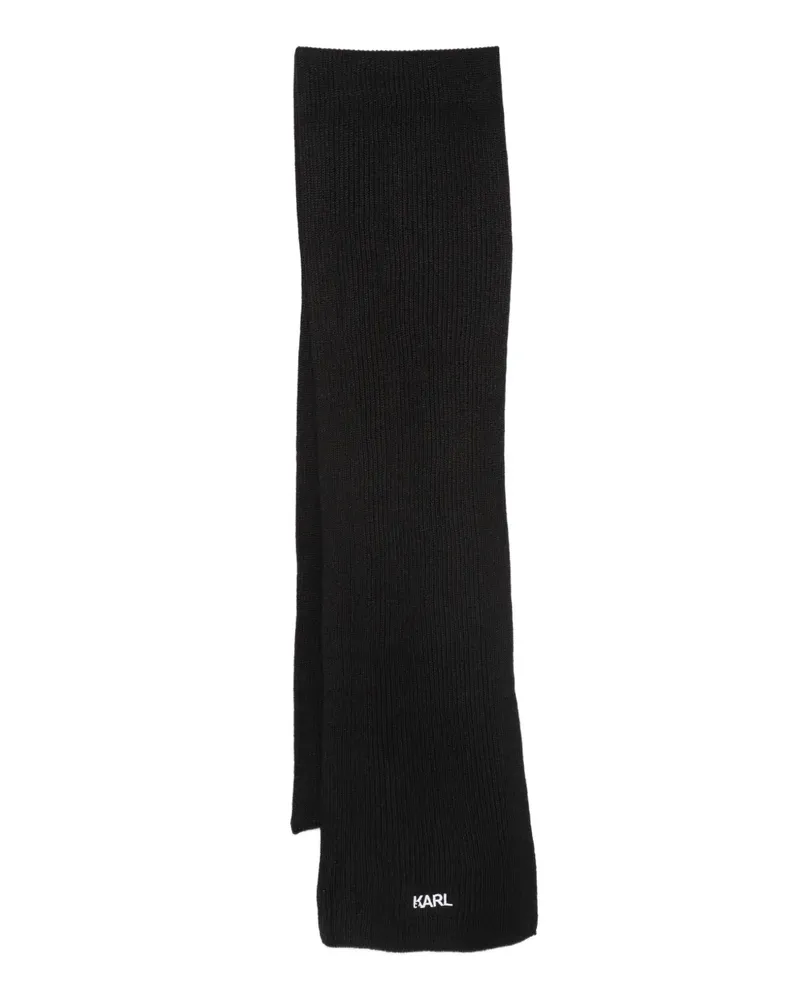 Karl Lagerfeld logo-embroidered scarf - Schwarz Schwarz