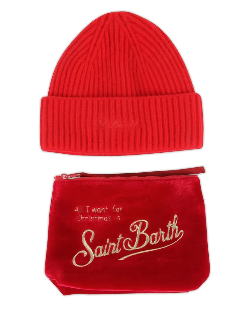 MC2 Saint Barth Gerippte Beanie aus Samt (2er-Set) - Rot Rot