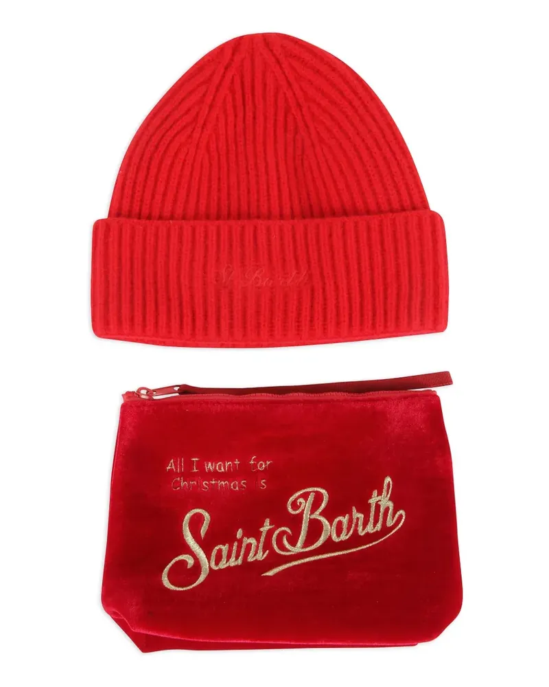MC2 Saint Barth Gerippte Beanie aus Samt (2er-Set) - Rot Rot