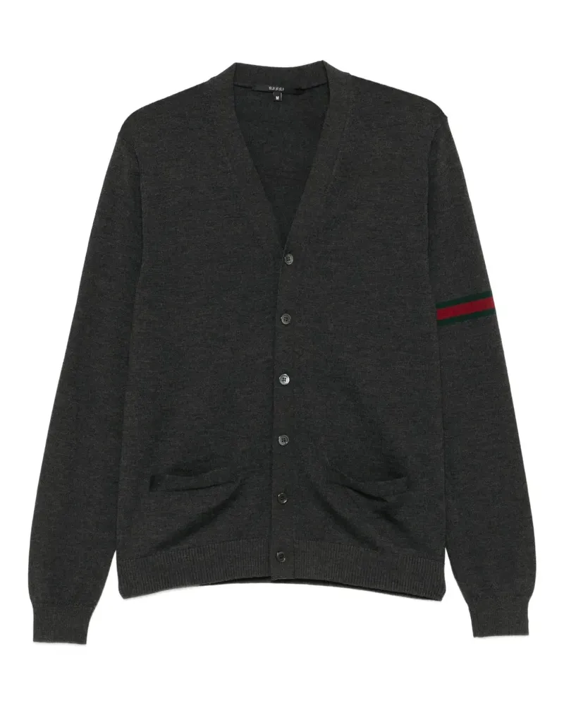 Gucci striped-sleeve V-neck cardigan - Grau Grau