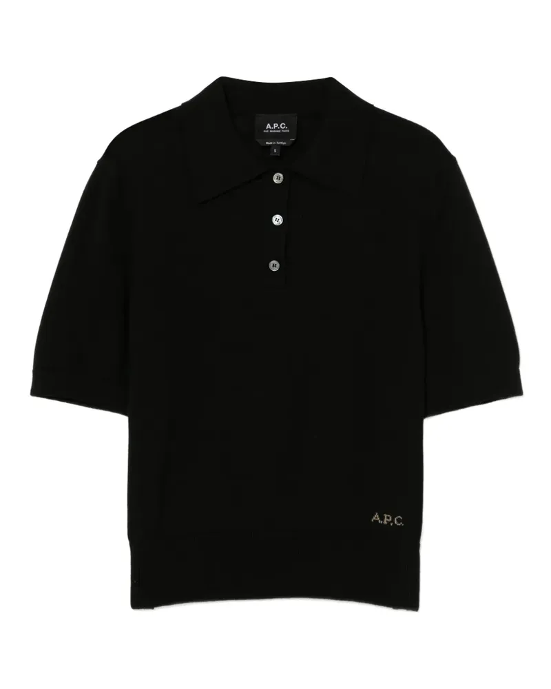 A.P.C. Poloshirt mit Logo-Stickerei - Schwarz Schwarz