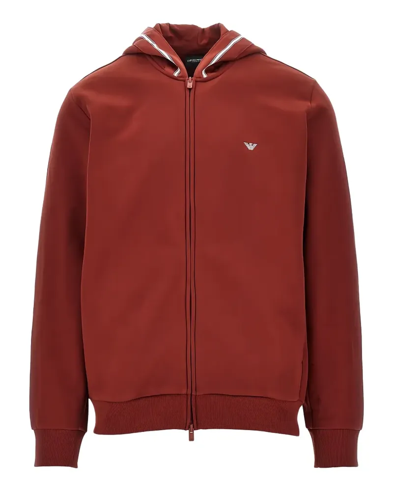 EA7 zip-up logo-patch hoodie - Rot Rot