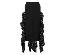 Gerüschter Rock mit Polka Dots - Schwarz