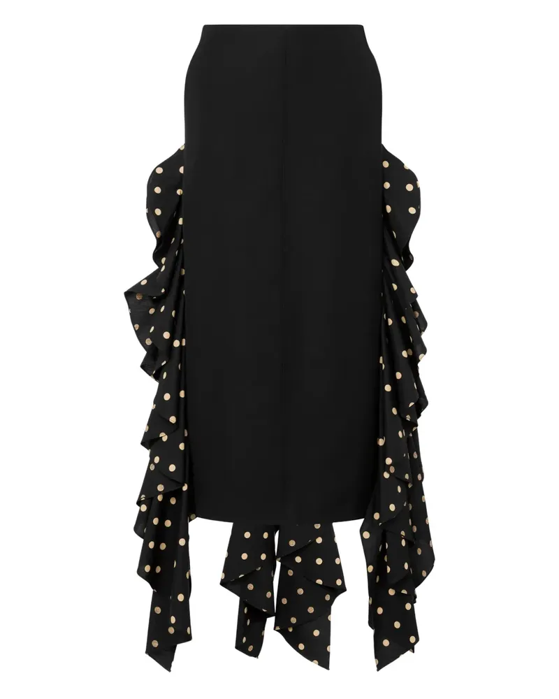 Moschino Gerüschter Rock mit Polka Dots - Schwarz Schwarz