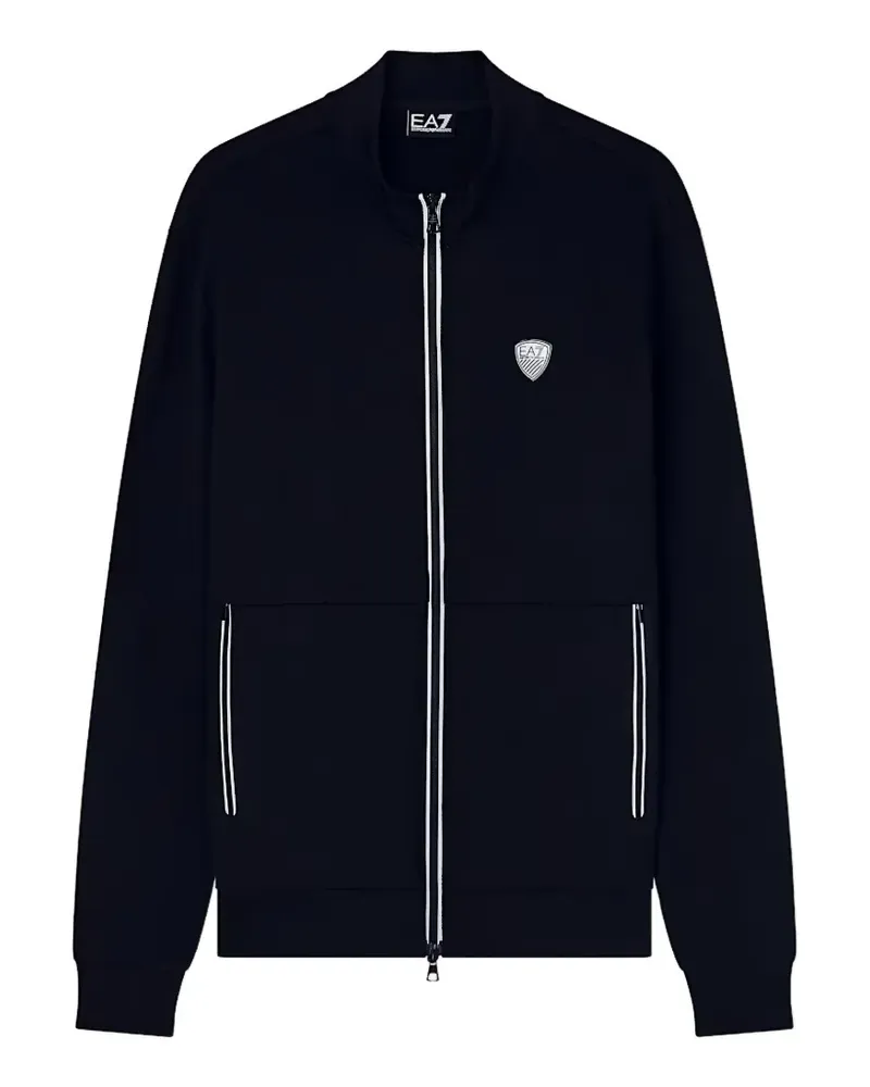 EA7 Sweatshirtjacke mit Logo-Patch - Blau Blau